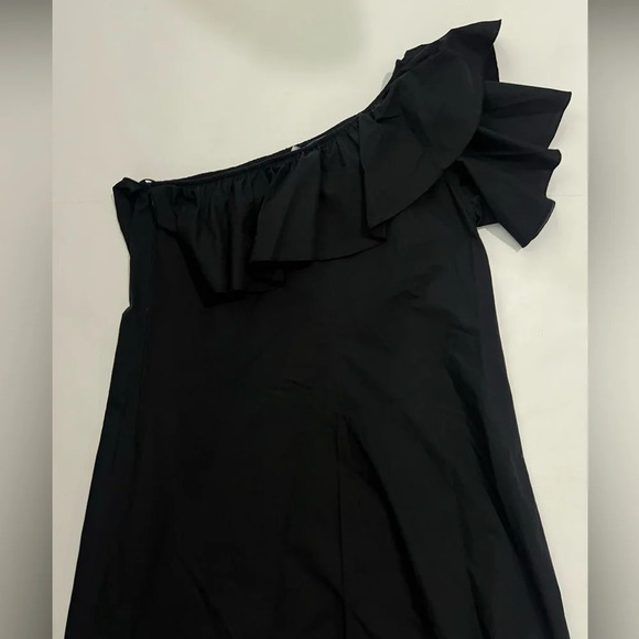 Vineyard Vines Size Small One Shoulder Ruffle Short Dress Jet Black 100% cotton - Picture 12 of 14